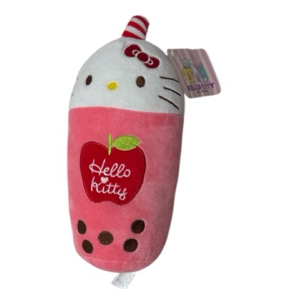 Hello Kitty Pink and Red Plush Boba Tea Sanrio 10”. New With Tag.